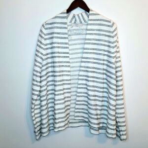 Loft Boucle Black and White Striped Open Cardigan Size XXL